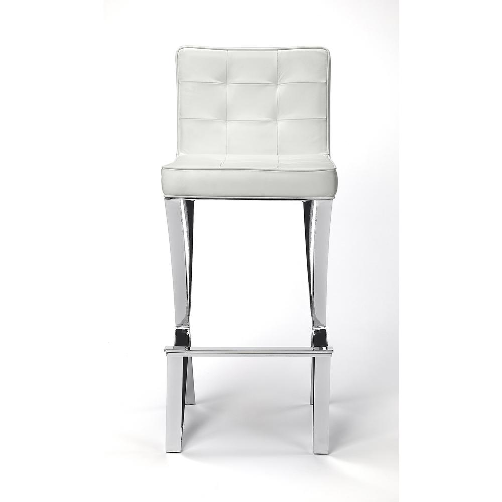 Darcy Chrome Plated Faux Leather Bar Stool. Picture 4