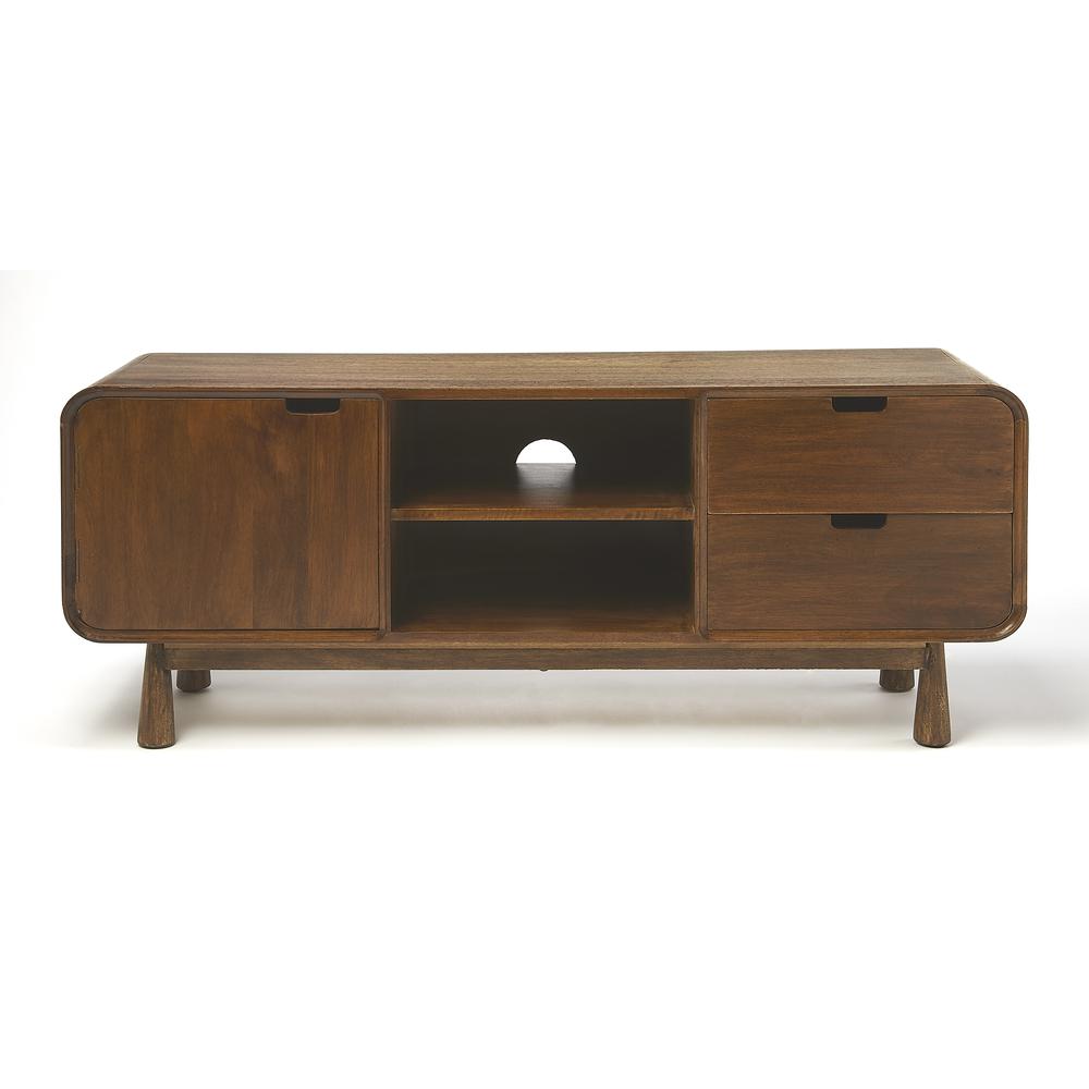 Company Drayton Modern Wood 49.5" TV Stand, Medium Brown. Picture 2