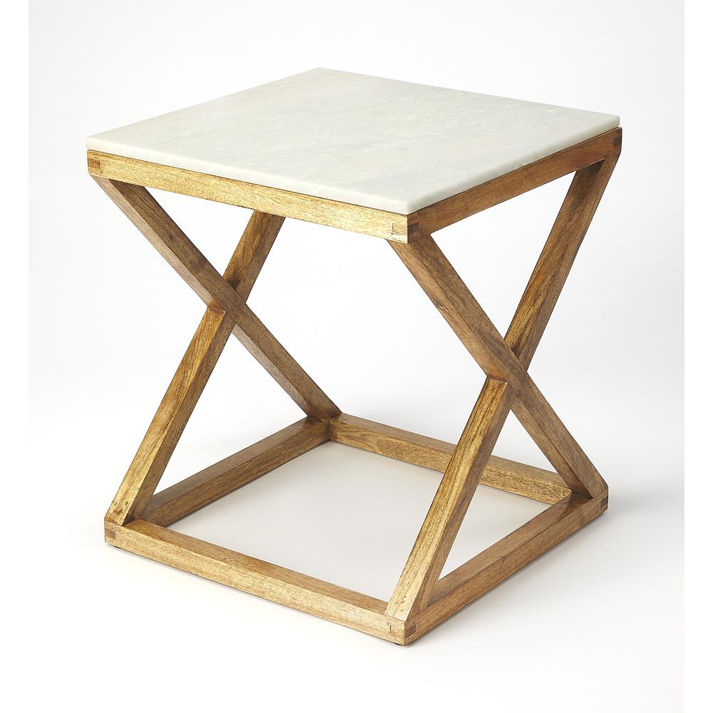 Braylon Marble & Wood End Table. Picture 1