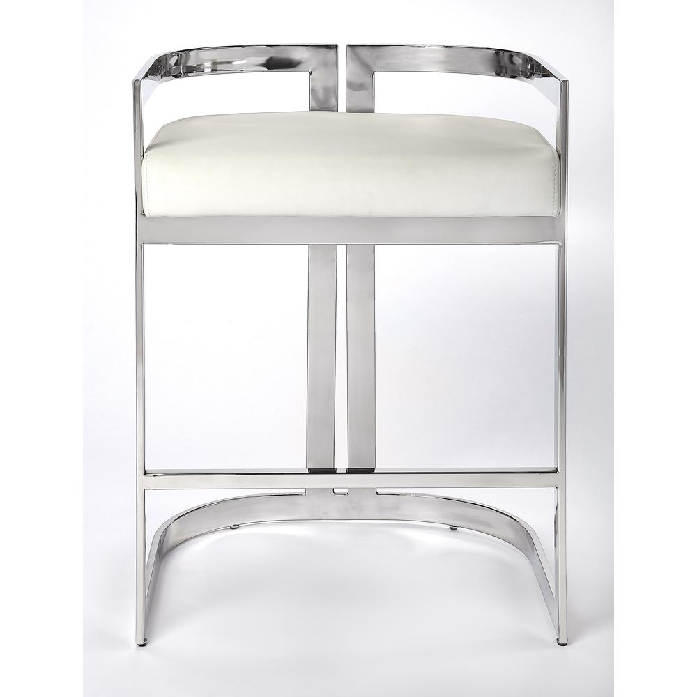 Company Clarence Faux Leather 25" Counter Stool, Silver. Picture 6