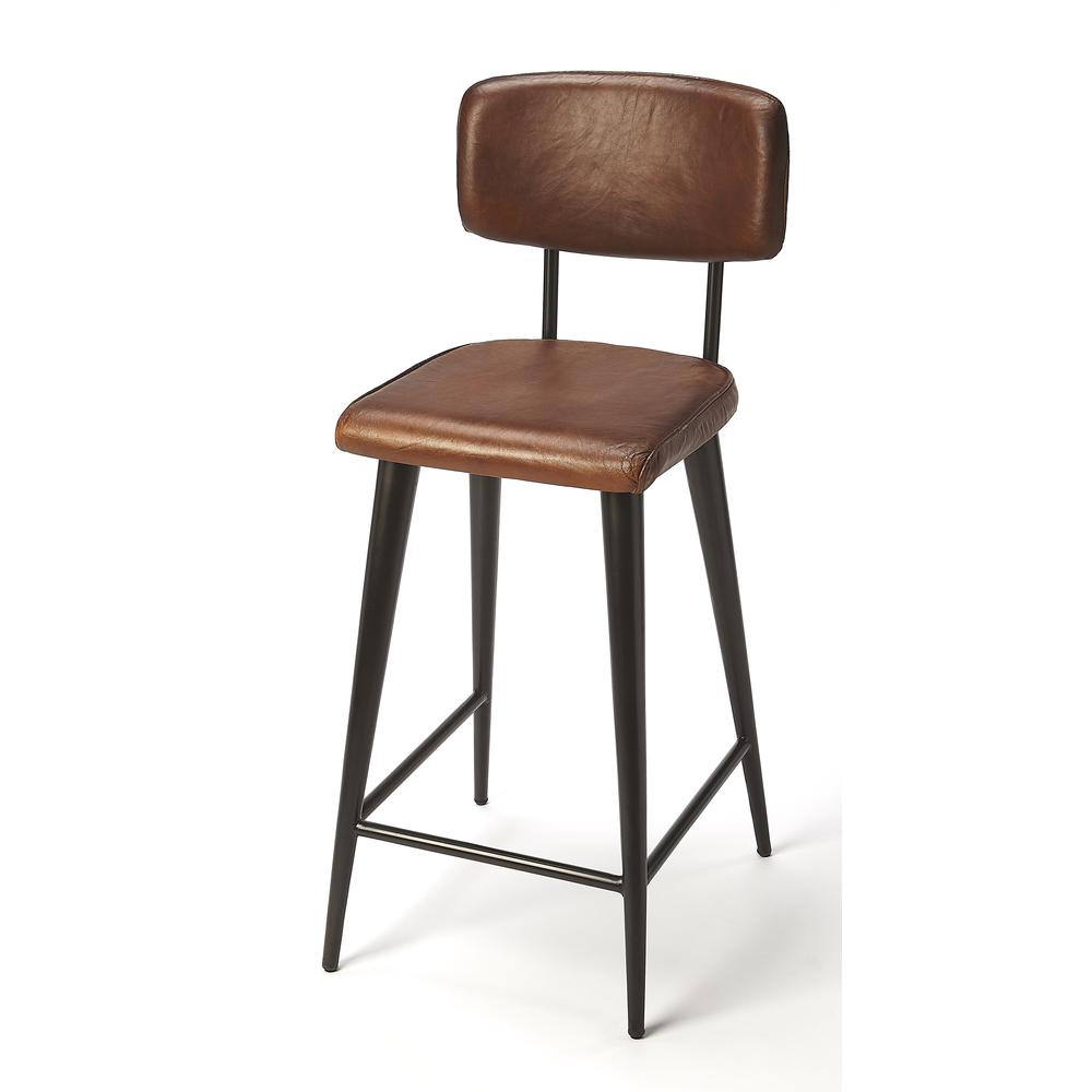 Company Saddle Leather 26" Counter Stool, Dark Brown. Picture 1