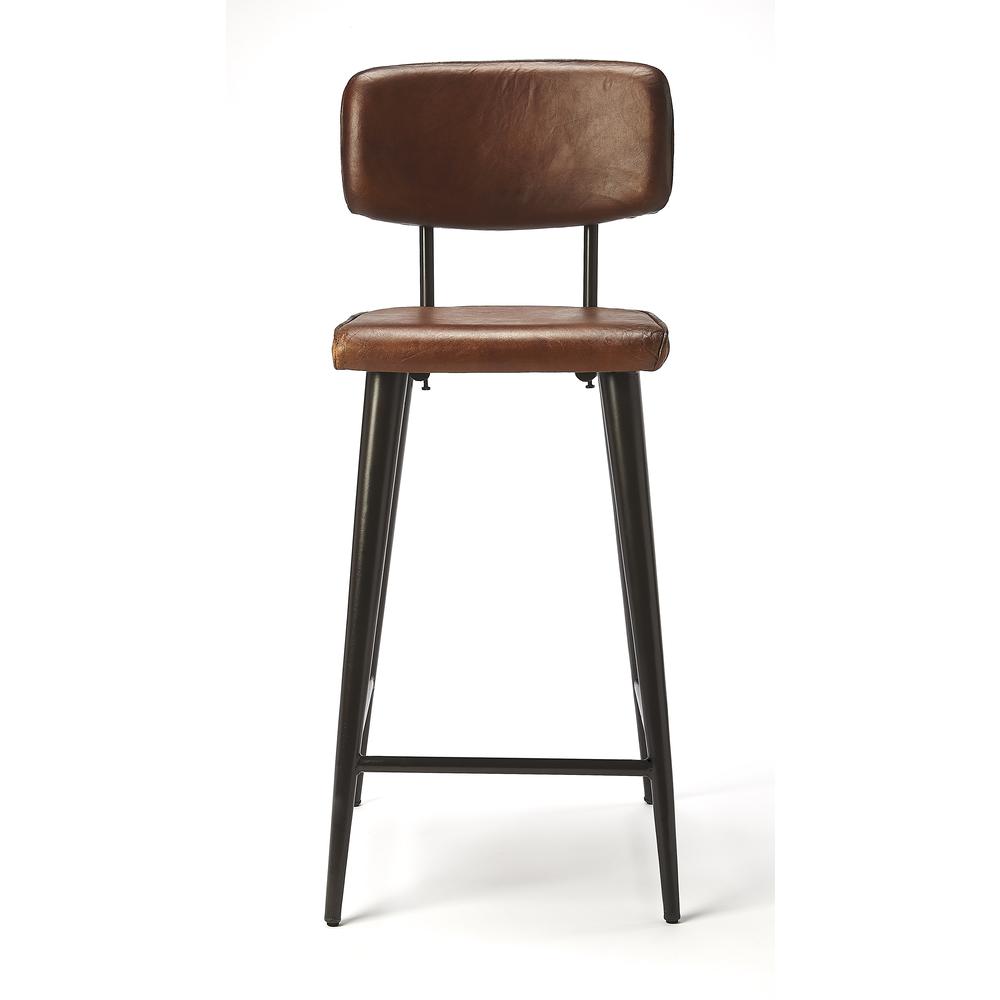 Company Saddle Leather 26" Counter Stool, Dark Brown. Picture 3