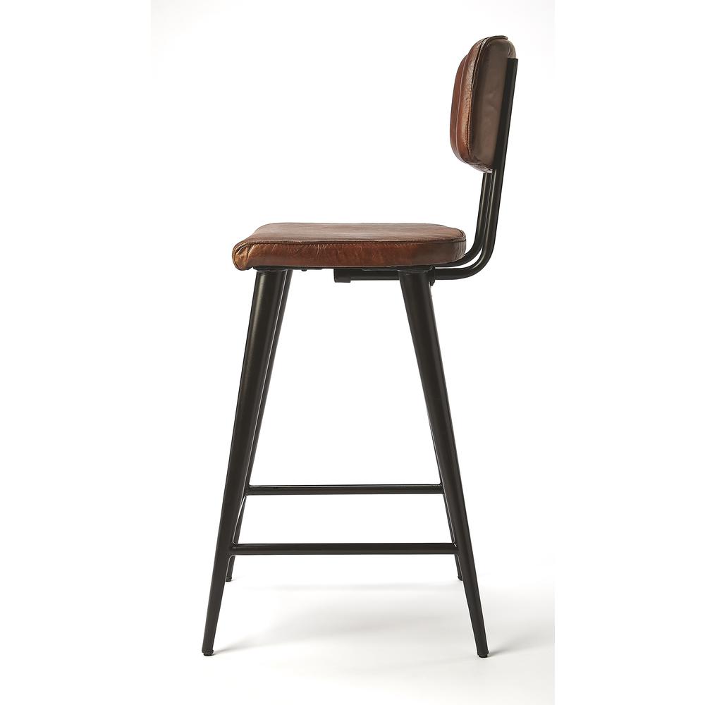 Company Saddle Leather 26" Counter Stool, Dark Brown. Picture 4