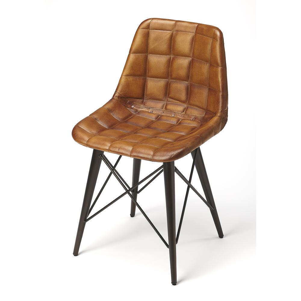 Company Patty Leather Side Chair, Medium Brown. Picture 1