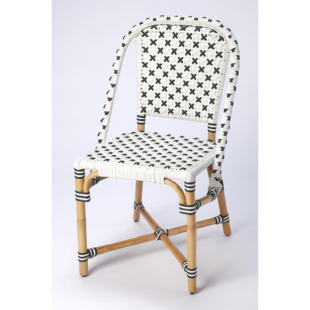 Tenor White & Black Rattan Dining Chair. Picture 1