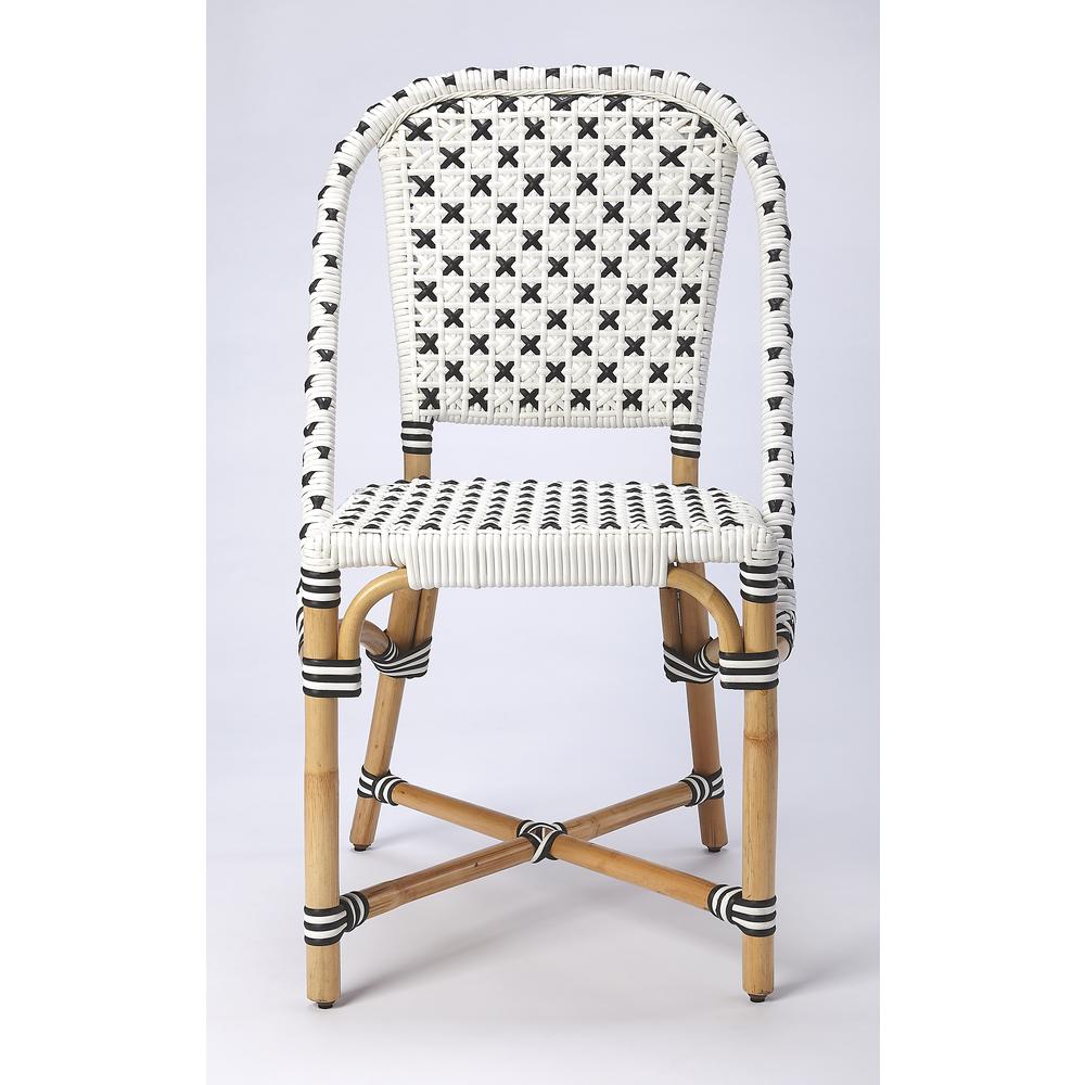 Tenor White & Black Rattan Dining Chair. Picture 2