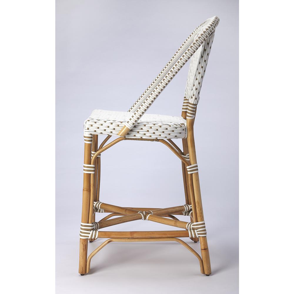 Solstice White &  Tan Rattan Counter Stool. Picture 3