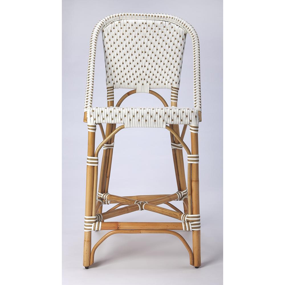 Solstice White &  Tan Rattan Counter Stool. Picture 7