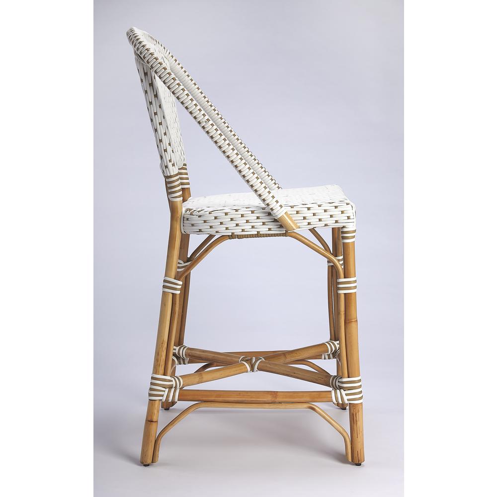 Solstice White &  Tan Rattan Counter Stool. Picture 4