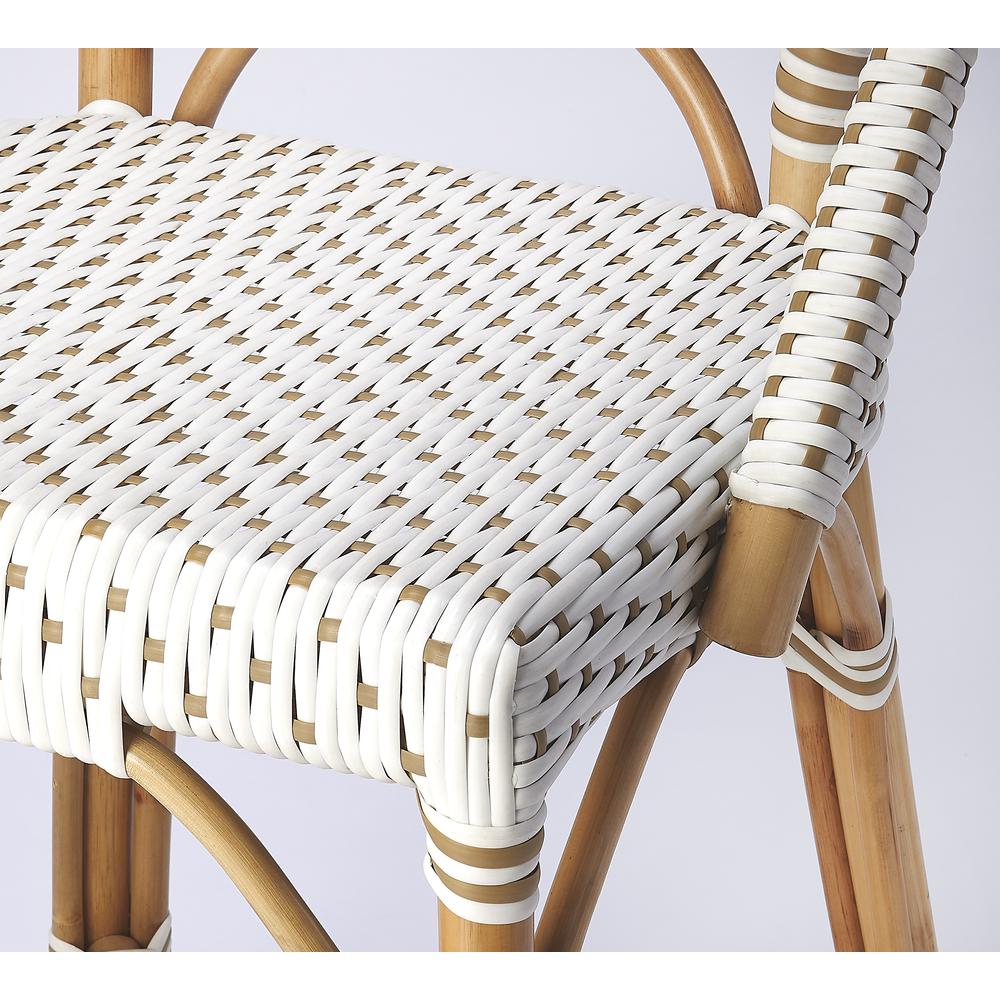 Solstice White &  Tan Rattan Counter Stool. Picture 1