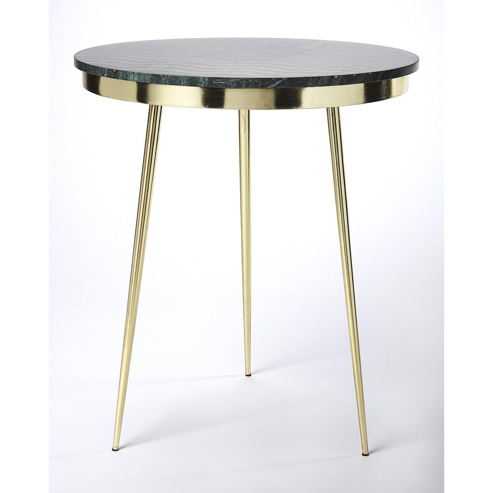 Butler Hollings Green Marble & Brass Accent Table. Picture 5