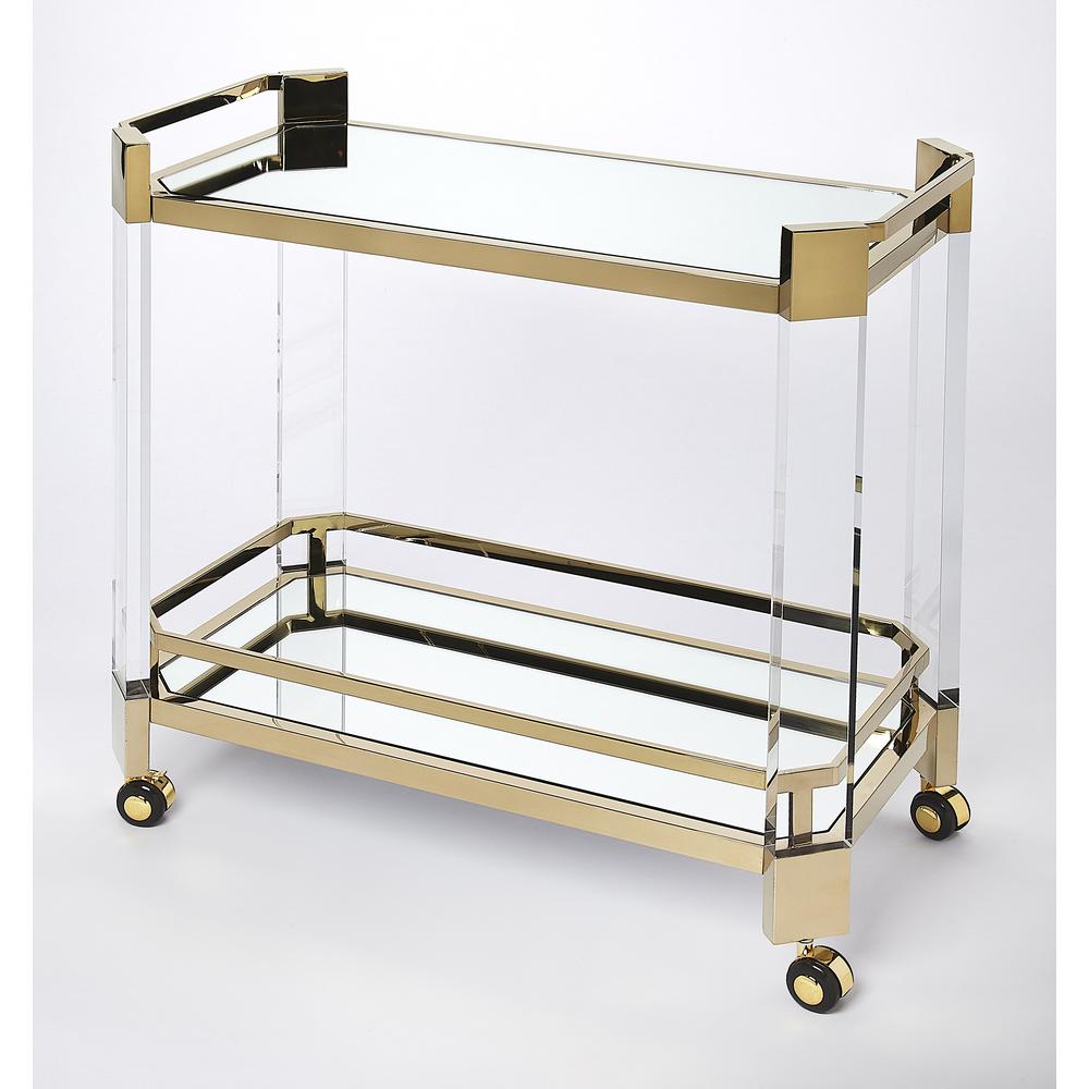 Company Charlevoix Acrylic & Serving Cart, Gold. Picture 1