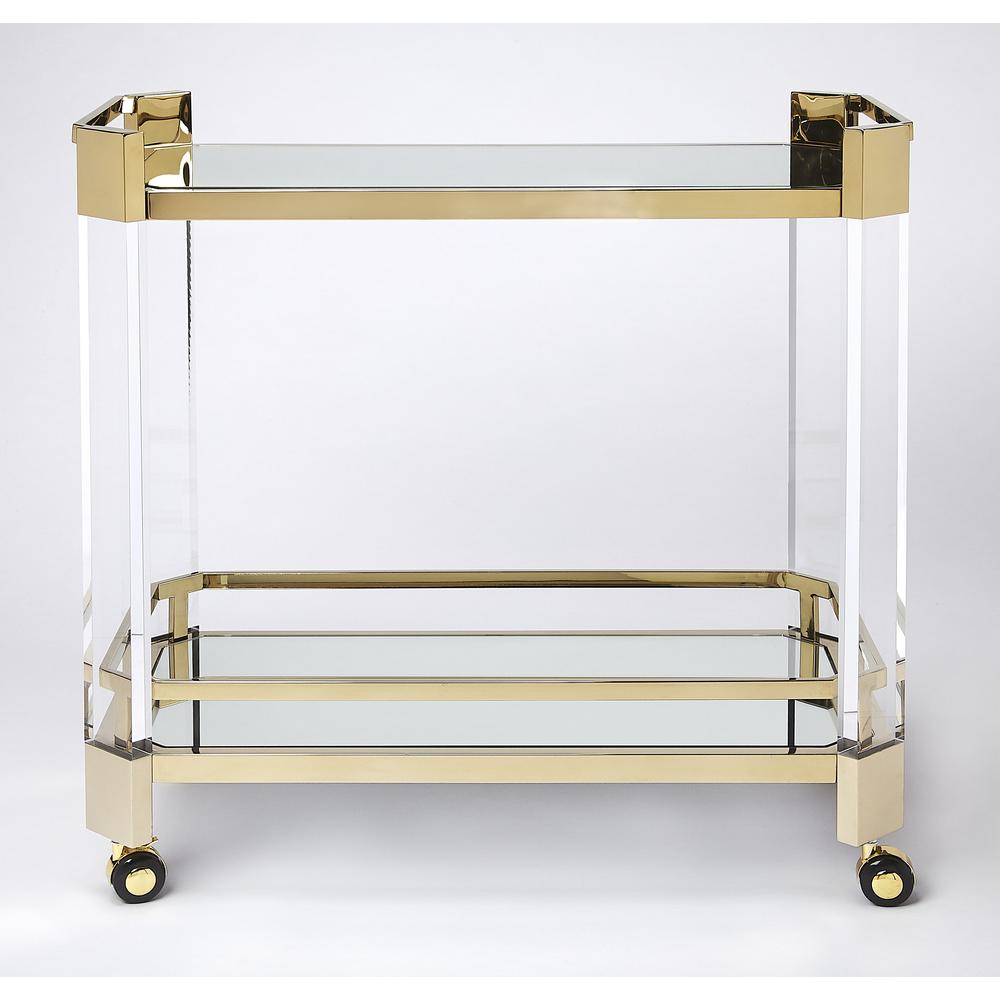 Company Charlevoix Acrylic & Serving Cart, Gold. Picture 4