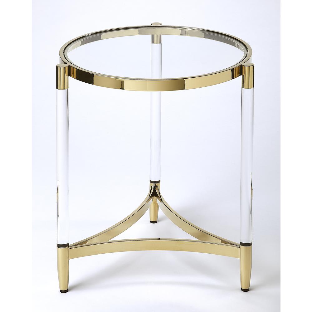 Company Charlene Acrylic & Round End Table, Gold. Picture 1
