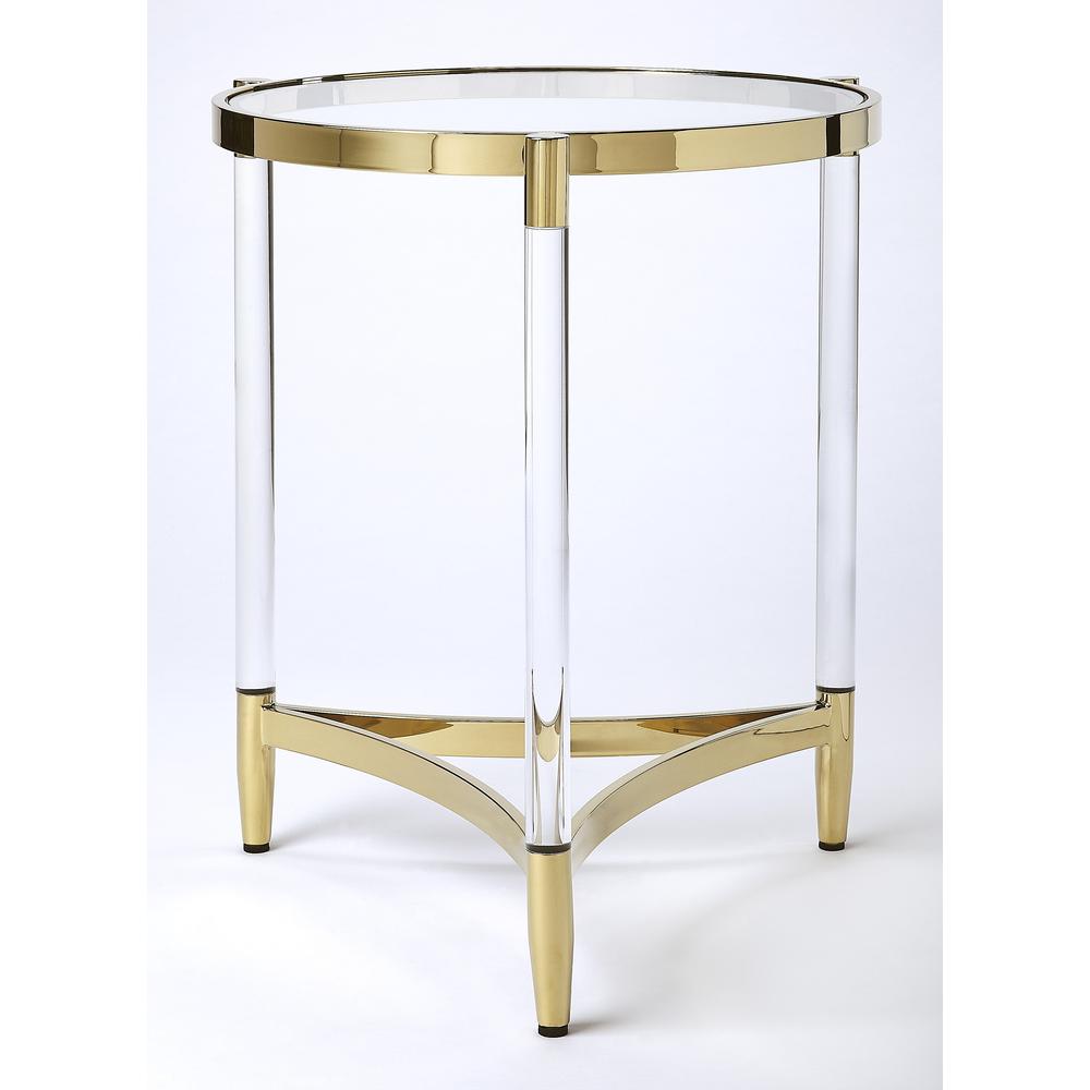 Company Charlene Acrylic & Round End Table, Gold. Picture 4