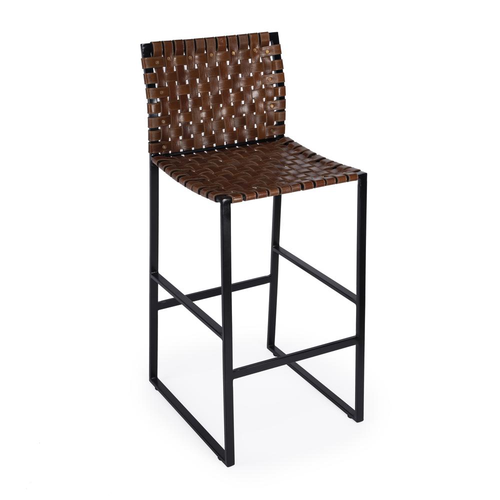 Company Urban Woven Leather 30" Barstool, Medium Brown. Picture 1