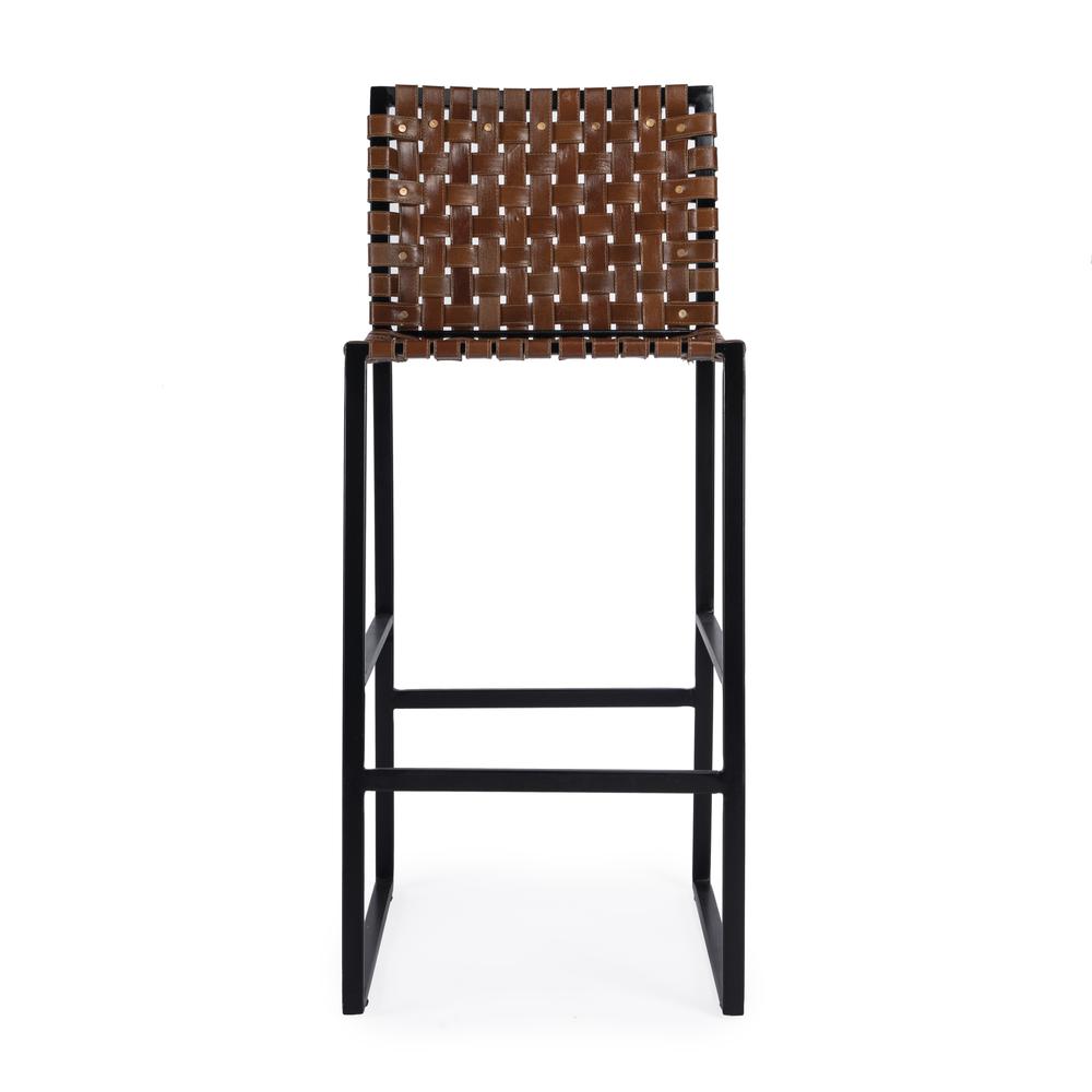 Company Urban Woven Leather 30" Barstool, Medium Brown. Picture 2