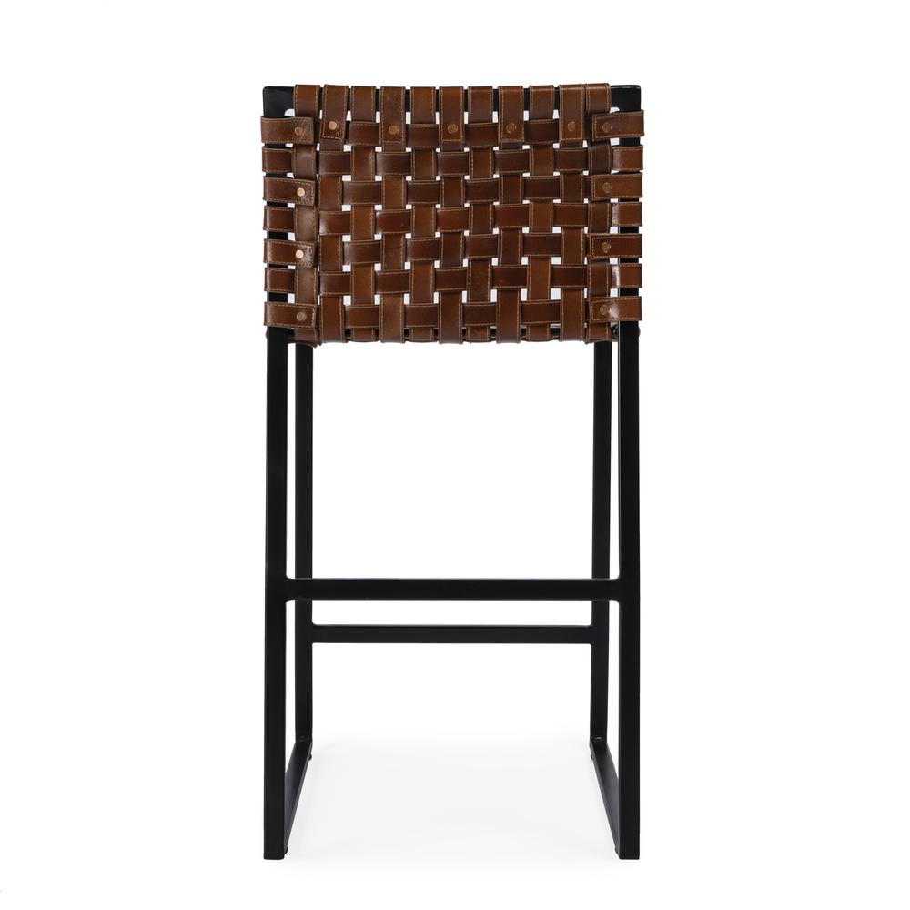 Urban Brown Woven Leather Counter Stool. Picture 7