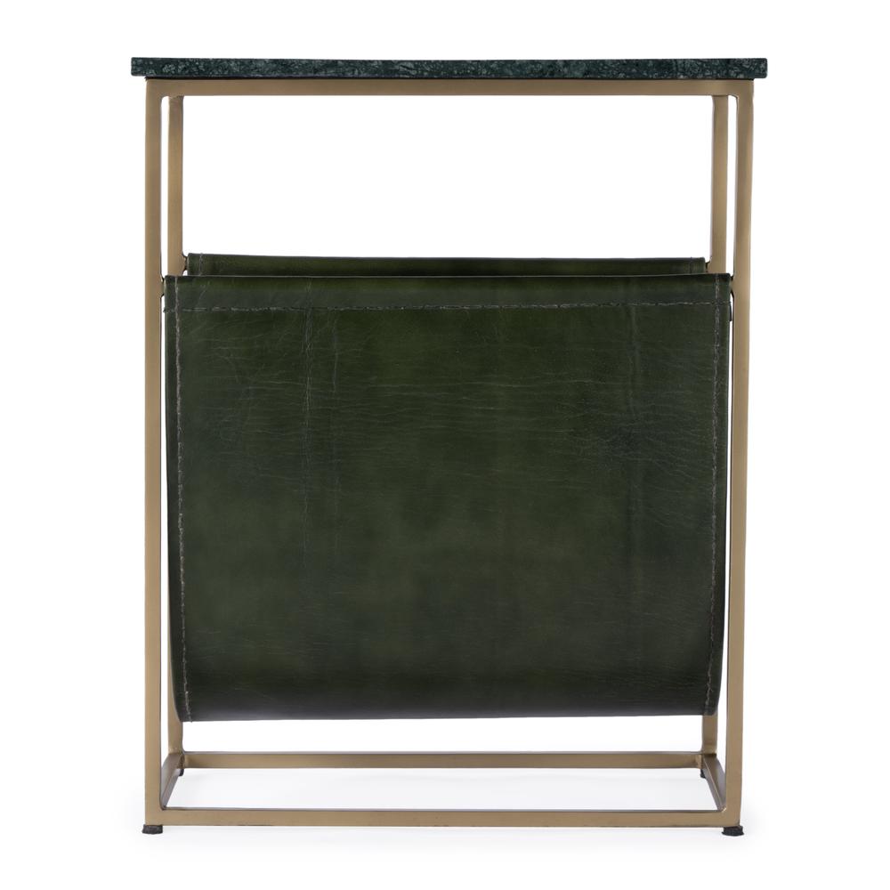 Company Edie 17.5 in. W Rectangular Marble & Leather Magazine Side Table, Green. Picture 3