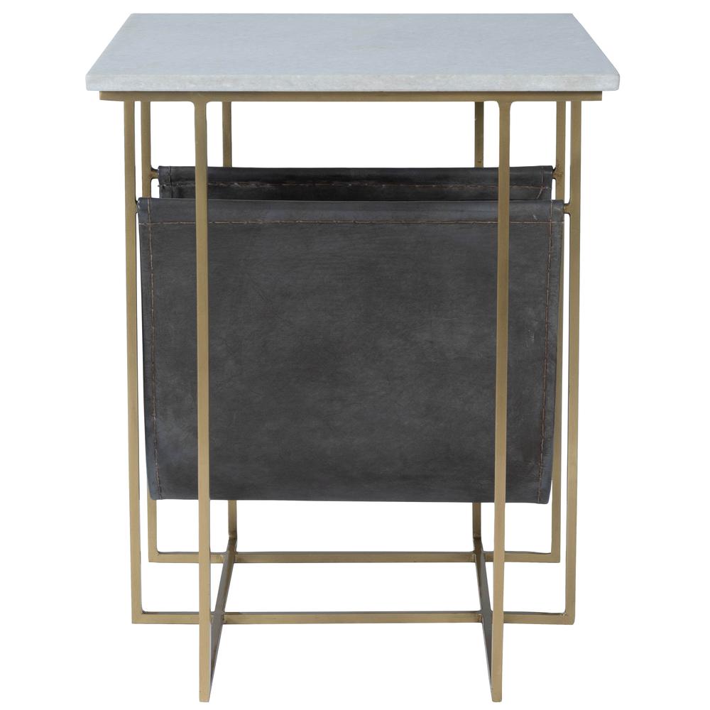 Company Stephanik Marble & Leather Magazine Side Table, Off-White. Picture 5