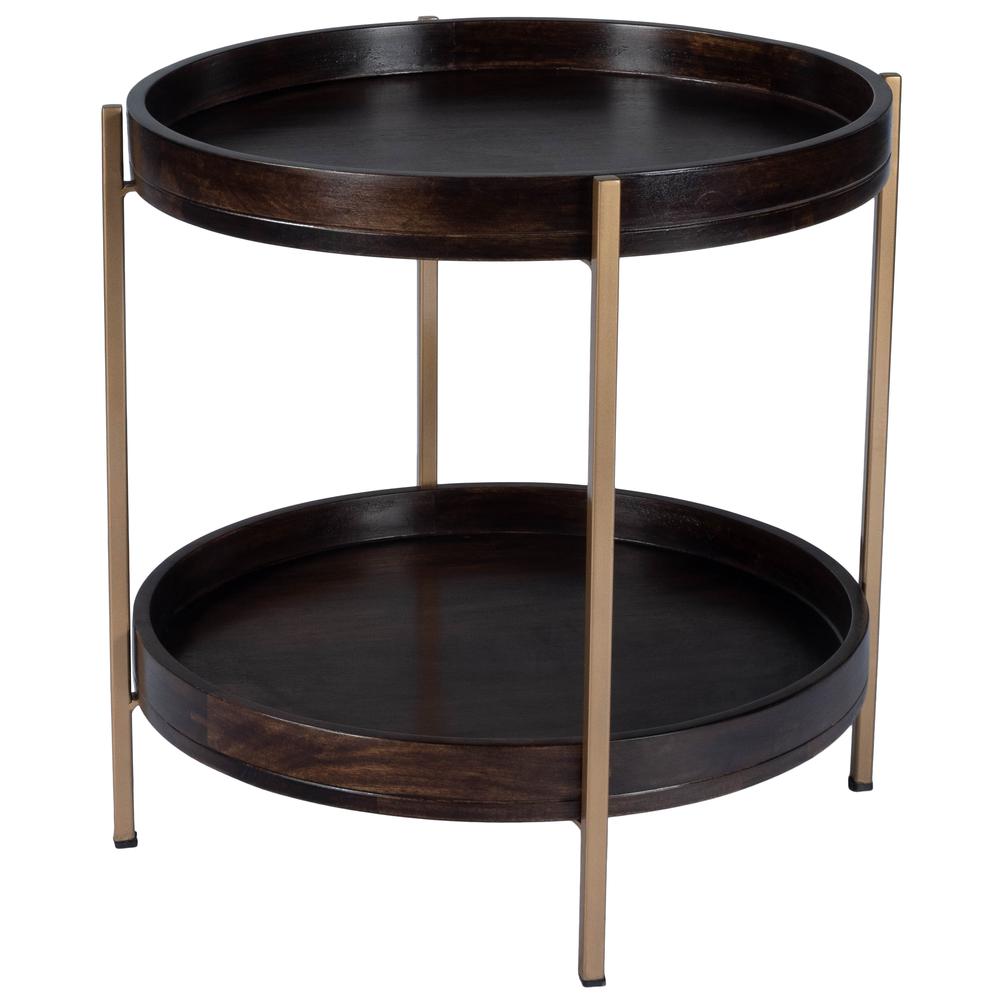 Company Damirra Wood & Metal Side Table, Dark Brown. Picture 1