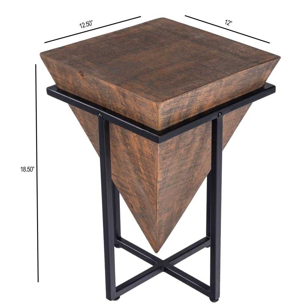 Company Gulnaria Wood & Metal Side Table, Dark Brown. Picture 9