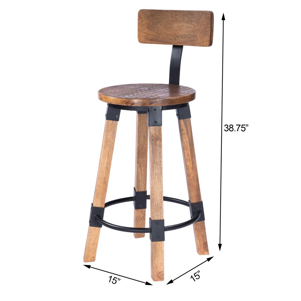 Company Mountain Lodge Wood & Metal 26" Counter Stool, Natural Wood. Picture 10