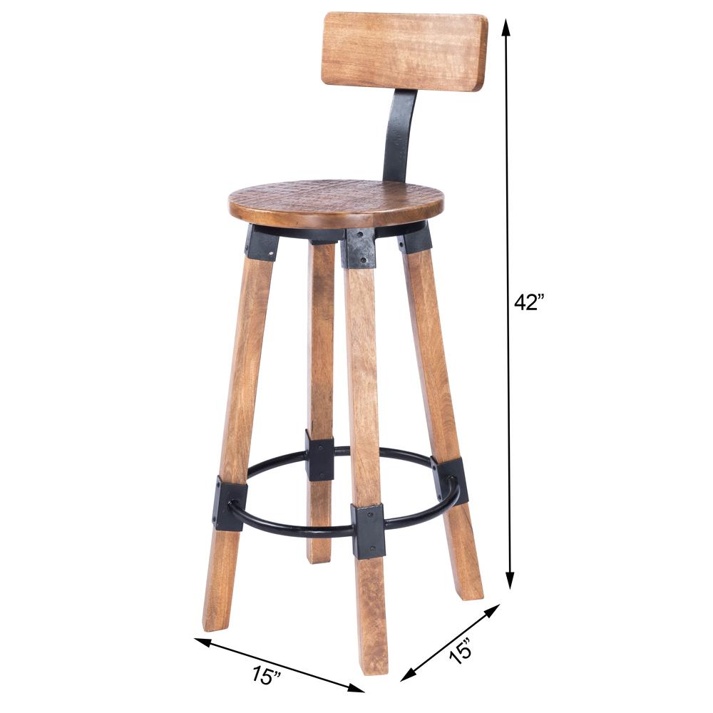 Company Mountain Lodge Wood & Metal 30" Bar Stool, Natural Wood. Picture 10