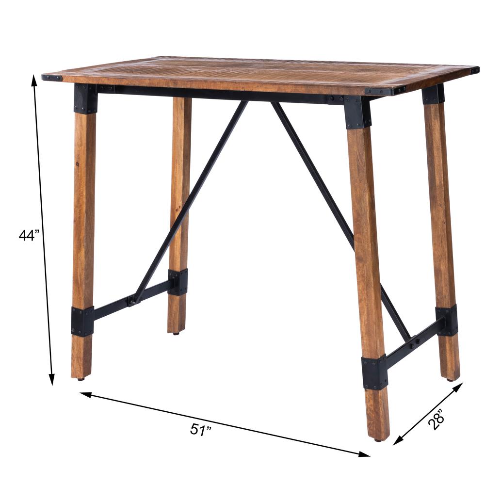 Company Mountain Lodge Wood & Metal 51"W Pub Table, Natural Wood. Picture 10