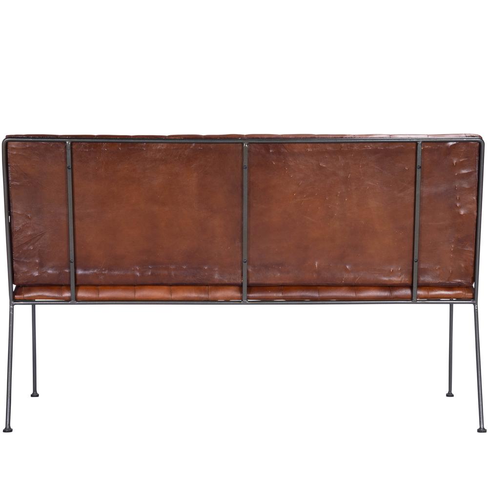 Company Phoenix Leather & Metal 53"W Bench, Medium Brown. Picture 4