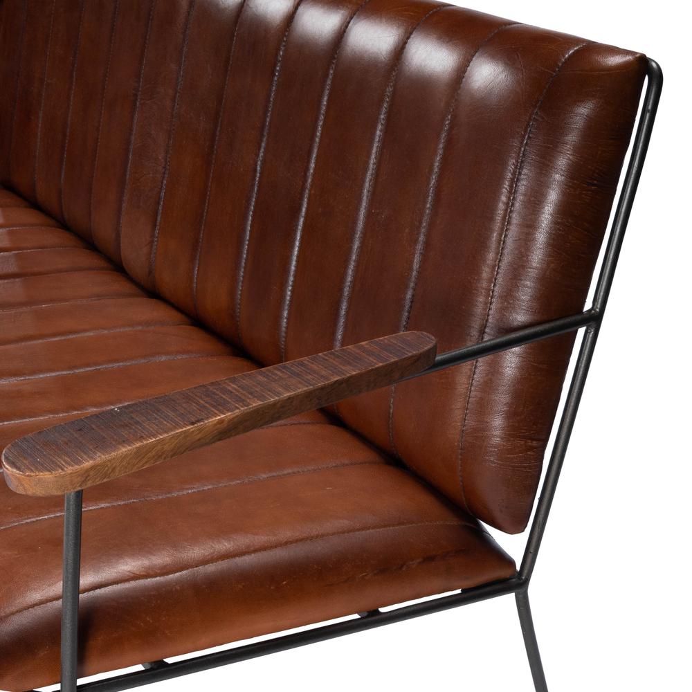 Company Phoenix Leather & Metal 53"W Bench, Medium Brown. Picture 8