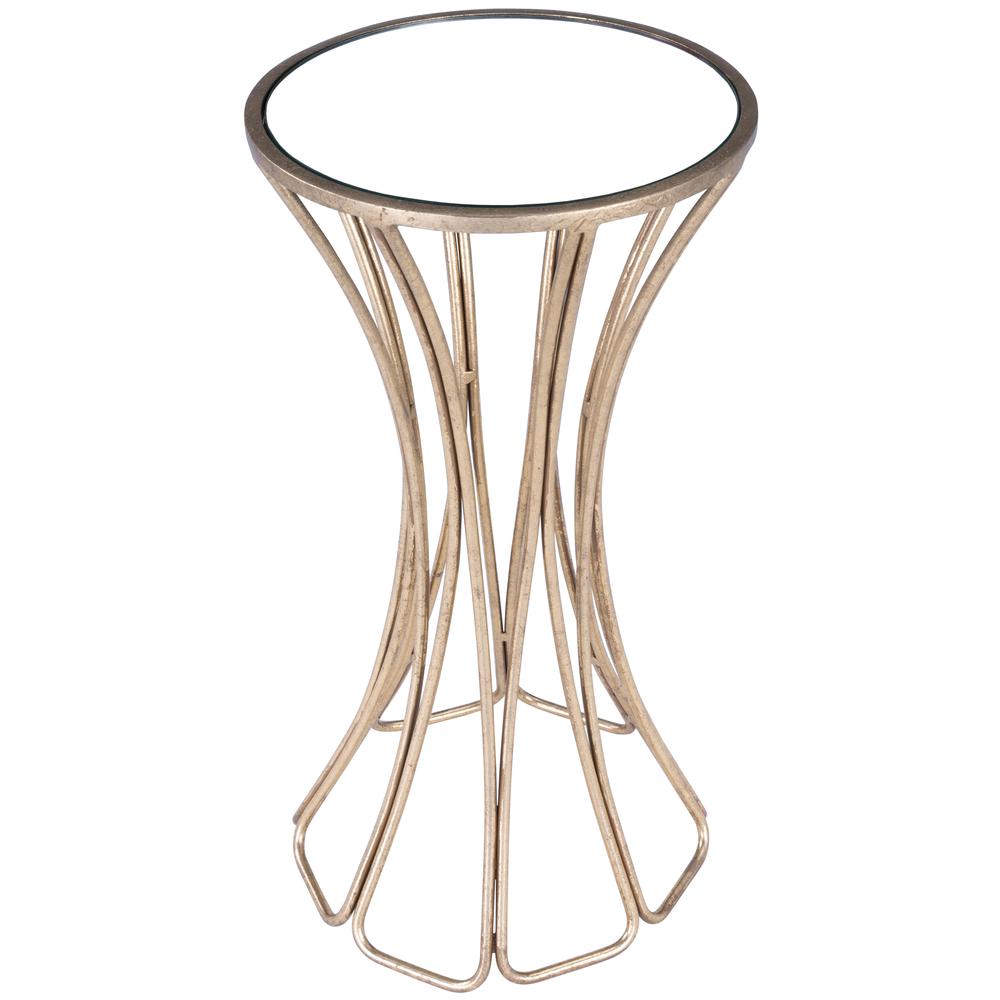 Company Faruh Metal & Mirrored Side Table, Silver. Picture 1