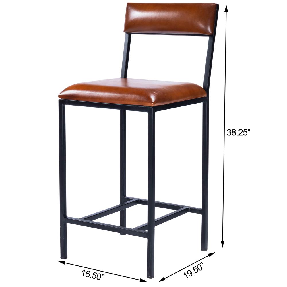 Company Lazarus Leather & Metal 27" Counter Stool, Medium Brown. Picture 10