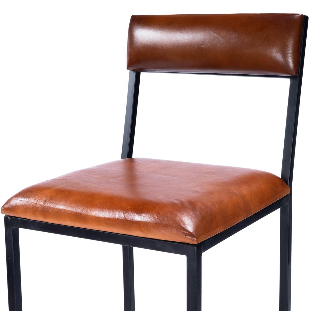 Company Lazarus Leather & Metal 31.5" Bar Stool, Medium Brown. Picture 9