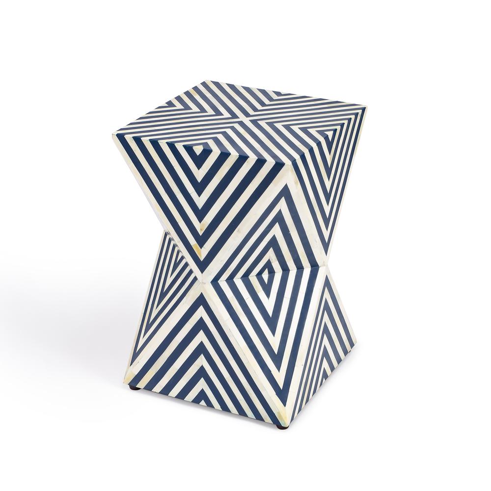 Company Anais Bone Inlay Side Table, Navy Blue and White. Picture 1