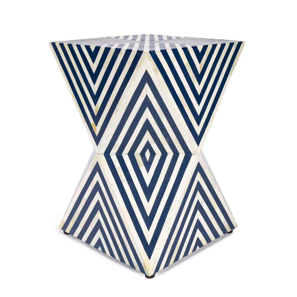 Company Anais Bone Inlay Side Table, Navy Blue and White. Picture 2