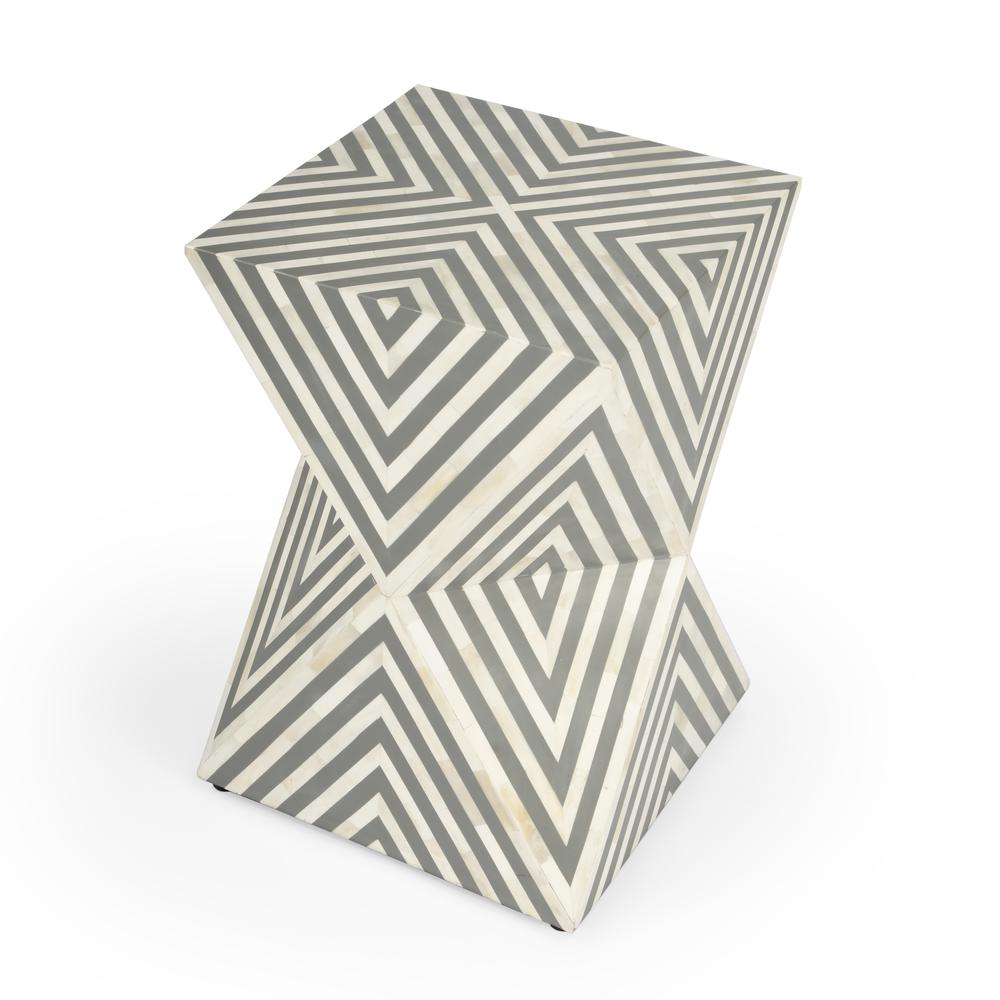 Company Anais and Grey Bone Inlay Side Table, Gray and White. Picture 1