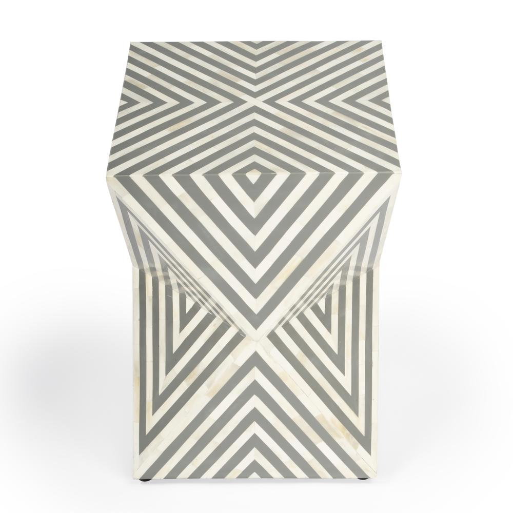 Butler Anais White and Grey Bone Inlay End Table. Picture 2