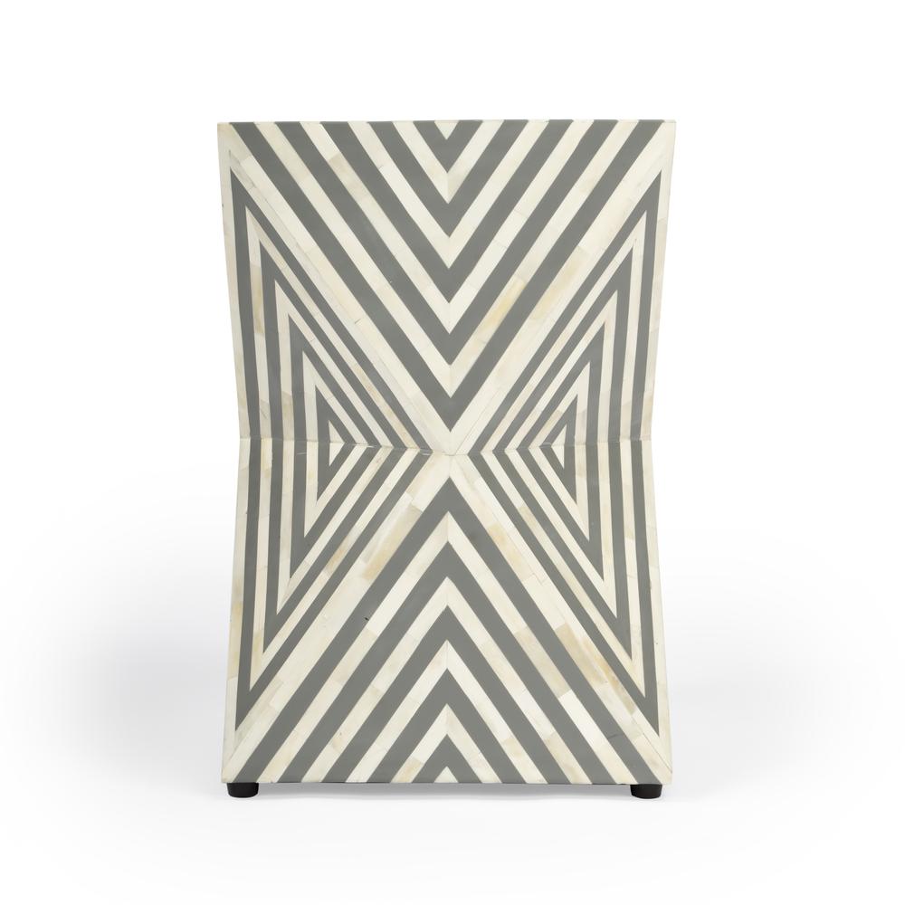 Butler Anais White and Grey Bone Inlay End Table. Picture 3