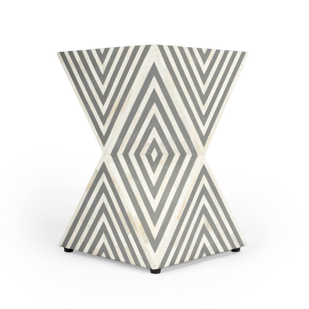 Company Anais and Grey Bone Inlay Side Table, Gray and White. Picture 6