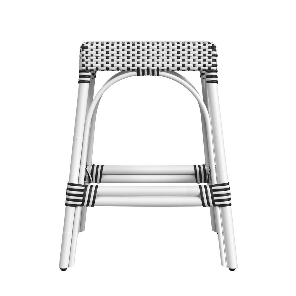 Company Robias Rectangular Rattan 24.5" Counter Stool, White and Black Dot. Picture 2