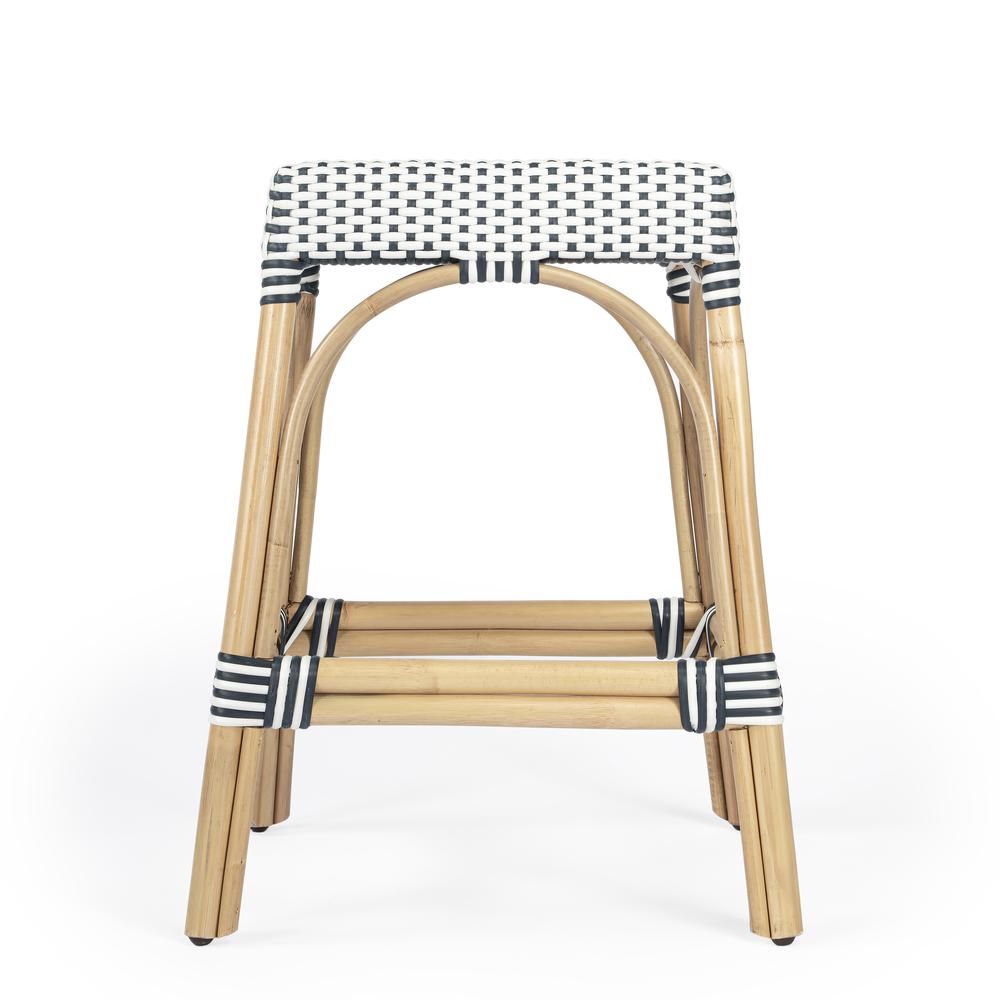Butler Robias Nevy & White Rattan Counter Stool. Picture 3