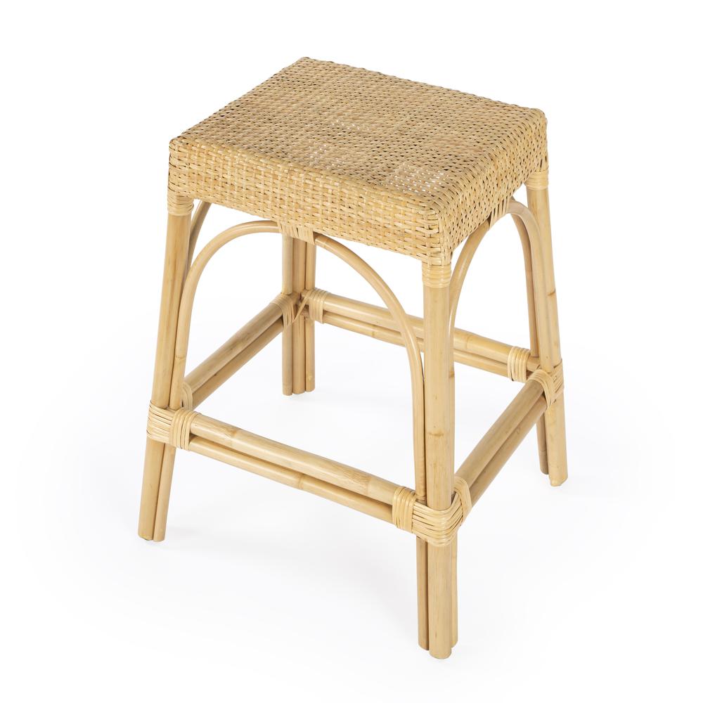 Company Robias Rectangular Rattan 24.5" Counter Stool, Natural. Picture 1