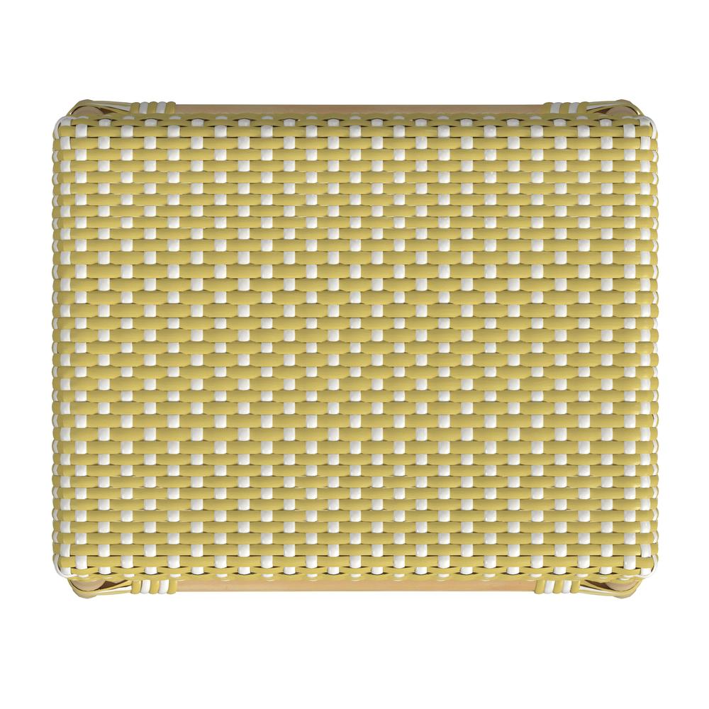 Company Robias Rectangular Rattan 24.5" Counter Stool, Yellow and White Dot. Picture 4