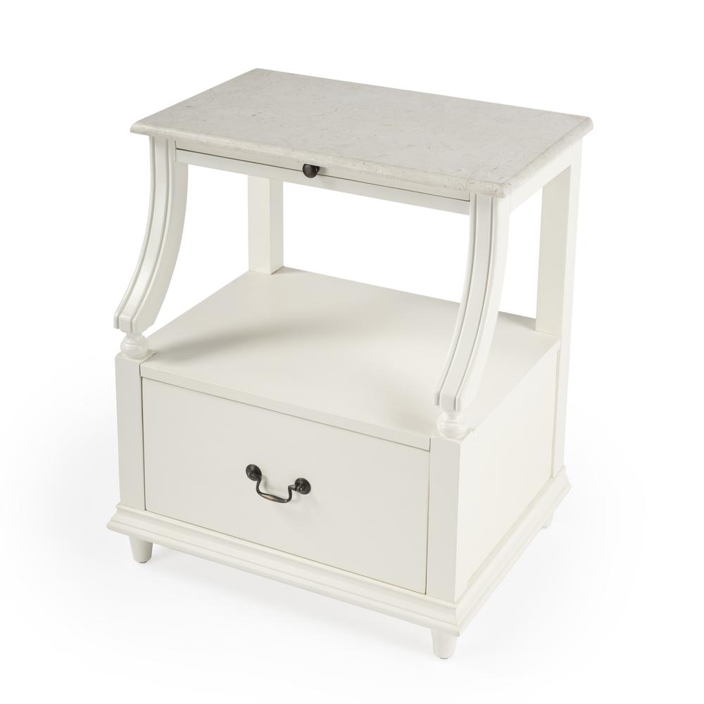 Company Mabel Marble 1 Drawer Nightstand, White. Picture 1