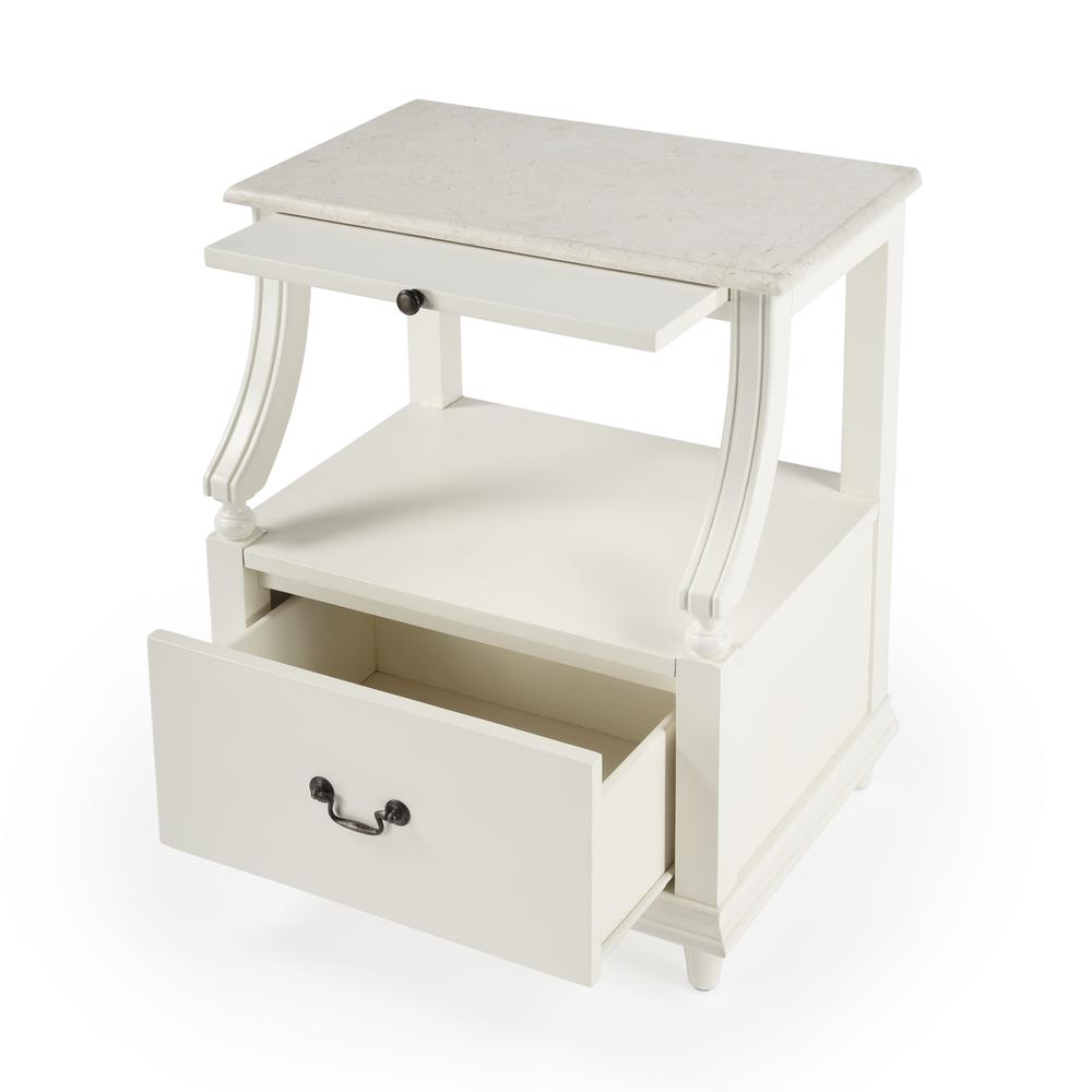 Company Mabel Marble 1 Drawer Nightstand, White. Picture 2