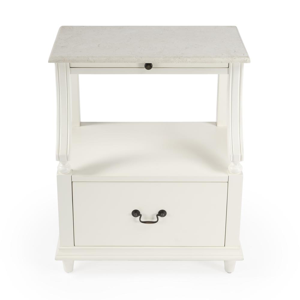 Company Mabel Marble 1 Drawer Nightstand, White. Picture 3