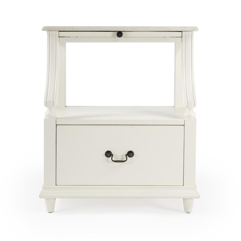 Company Mabel Marble 1 Drawer Nightstand, White. Picture 4