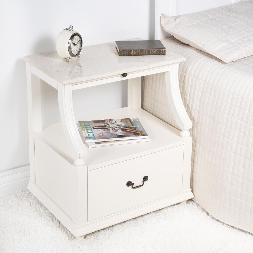 Company Mabel Marble 1 Drawer Nightstand, White. Picture 10