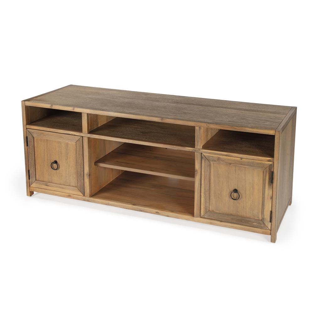 Company Lark Wood 65" TV Stand with Storage, Light Brown. Picture 1